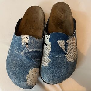 Birkenstock Amsterdam Denim Newspaper Clogs 9
